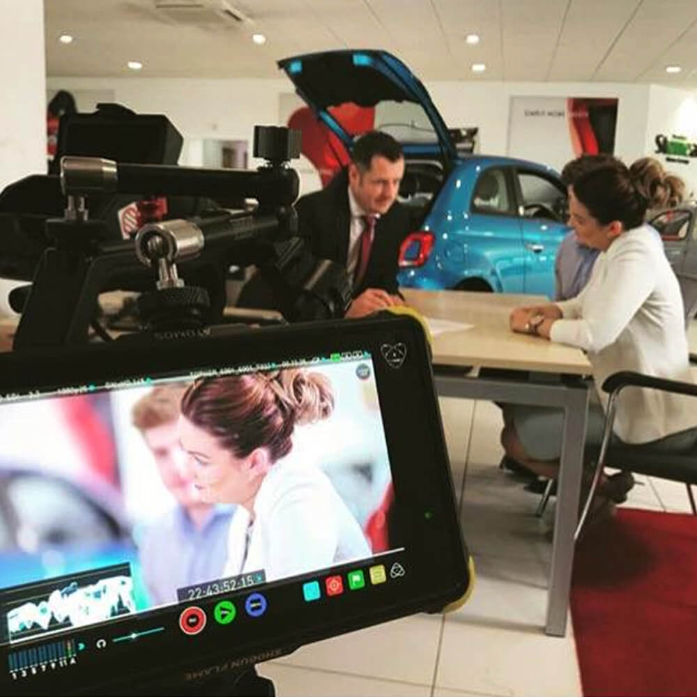 Recording a video in a car showroom