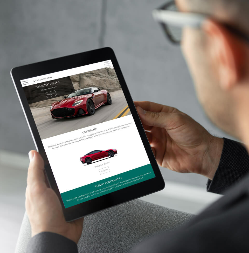 Aston Martin Newcastle site on iPad