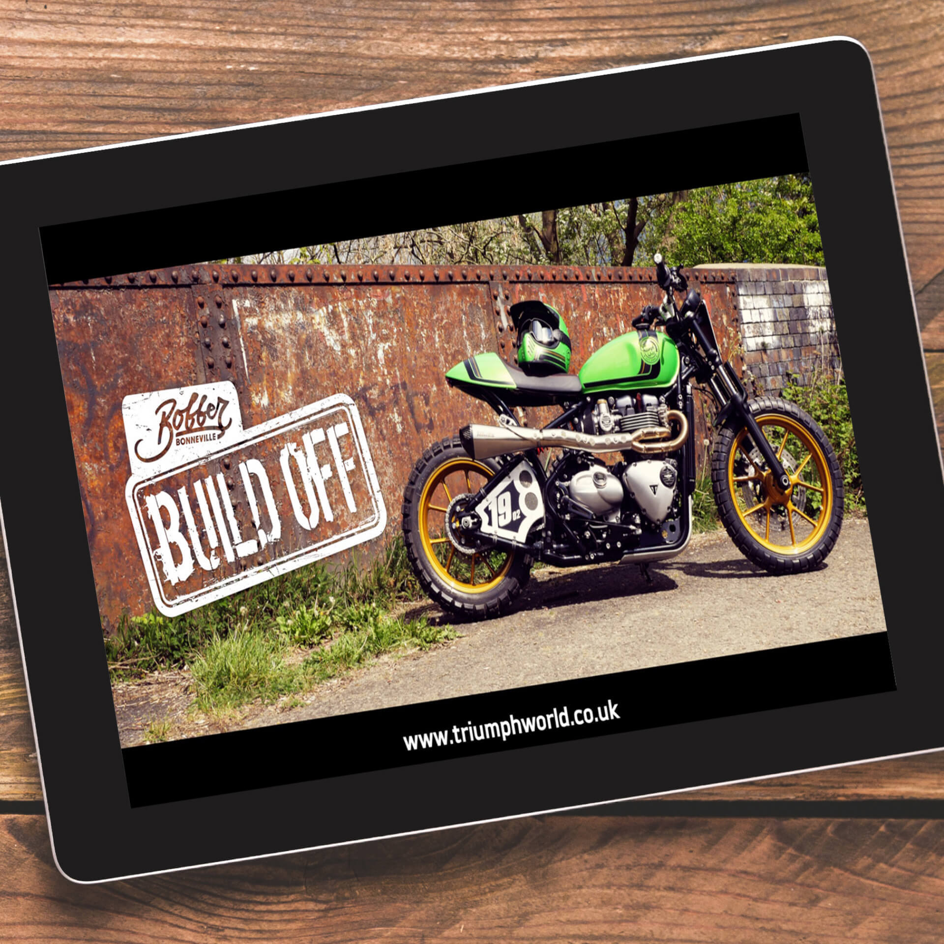 Bonnevile Bobber Video on tablet